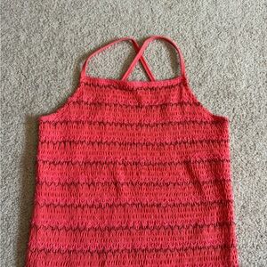 JUSTICE- tank top, stripe design, coral, green & pink stripes, girls size 14/16